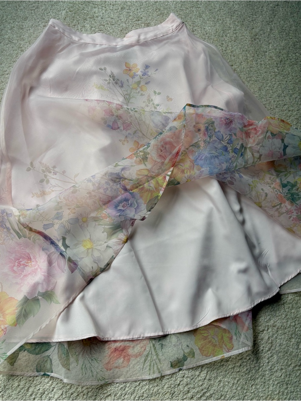 Rachel Zoe Pastel Floral Midi Skirt - Elvish Style in Light Pink, Beige